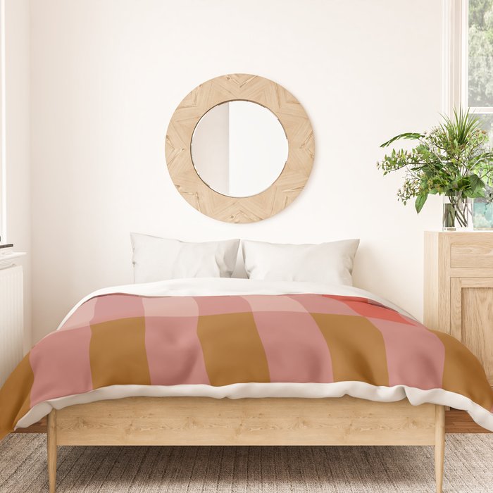 Retro Rose Pink Midcentury Stripes Patterned Duvet Cover Gallery Image 3