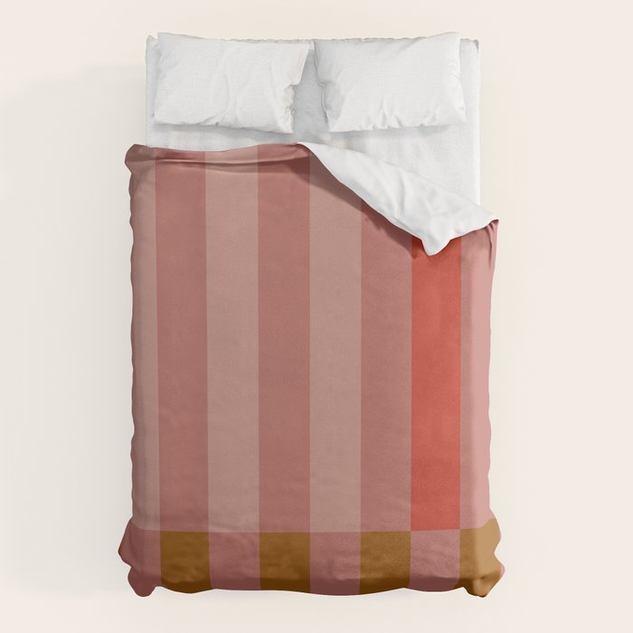 Retro Rose Pink Midcentury Stripes Patterned Duvet Cover Gallery Image 6