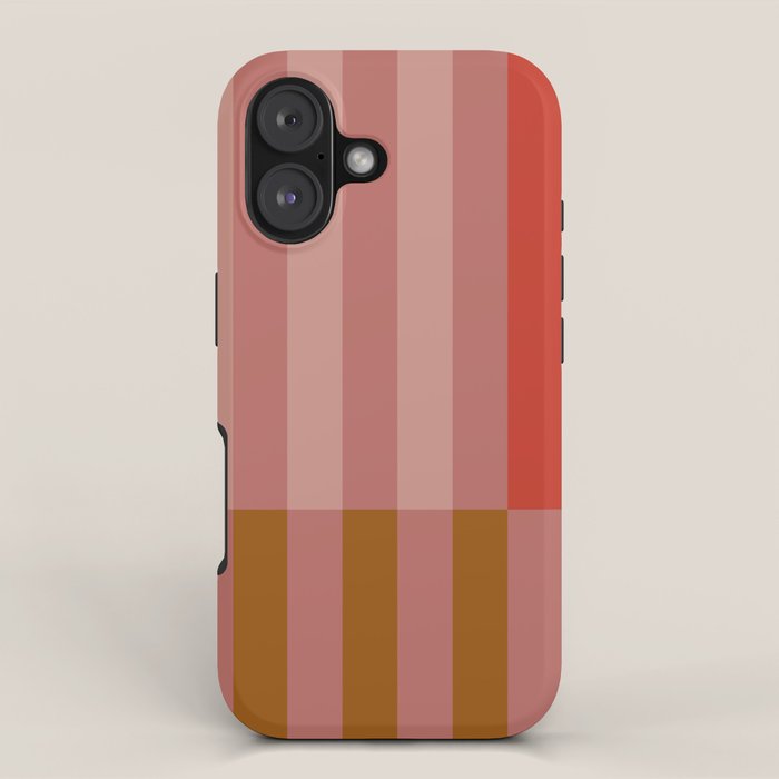 Retro Rose Pink Midcentury Stripes Patterned iPhone Case Gallery Image 1