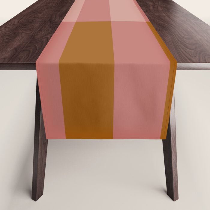 Retro Rose Pink Midcentury Stripes Patterned Table Runner Gallery Image 1