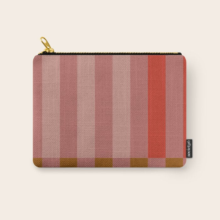 Retro Rose Pink Midcentury Stripes Patterned Carry All Pouch Gallery Image 1