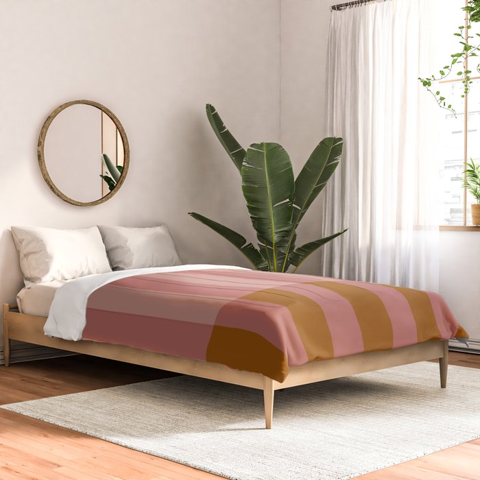 Retro Rose Pink Midcentury Stripes Patterned Comforter Gallery Image 2