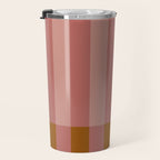 Retro Rose Pink Midcentury Stripes Patterned Travel Mug Gallery Image 3