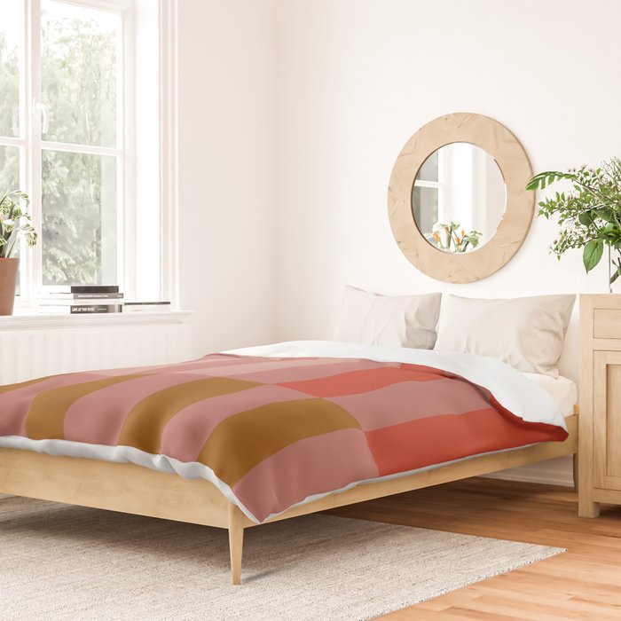 Retro Rose Pink Midcentury Stripes Patterned Duvet Cover Gallery Image 2