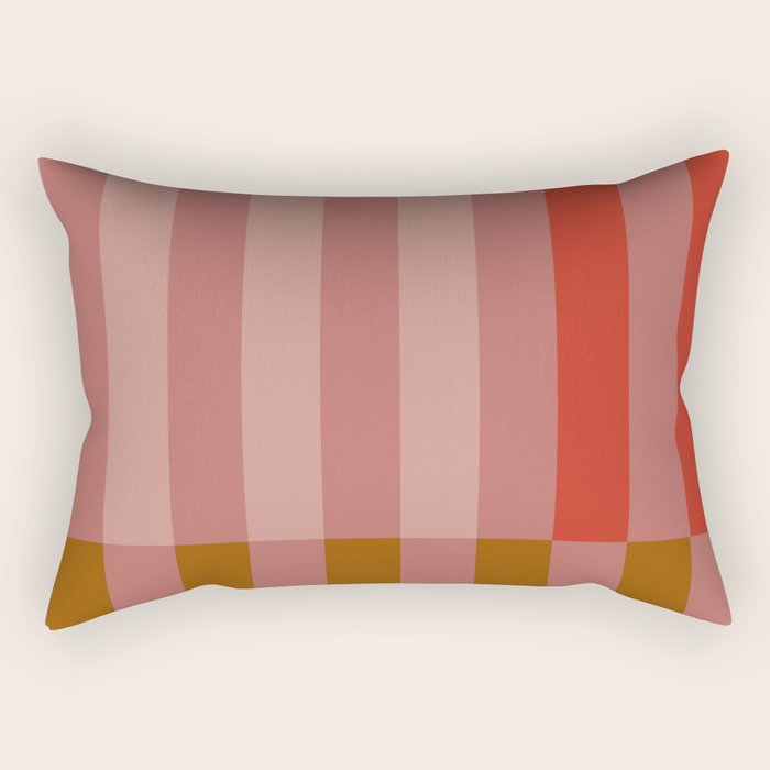 Retro Rose Pink Midcentury Stripes Patterned Rectangular Pillow Gallery Image 1