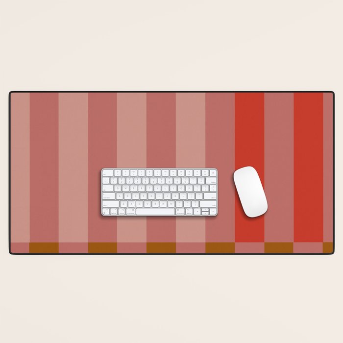 Retro Rose Pink Midcentury Stripes Patterned Desk Mat Gallery Image 1