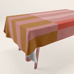 Retro Rose Pink Midcentury Stripes Patterned Tablecloth Gallery Image 1