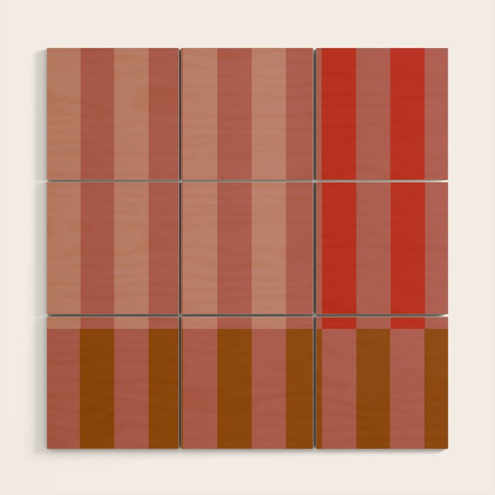 Retro Rose Pink Midcentury Stripes Patterned Wood Wall Art Gallery Image 1