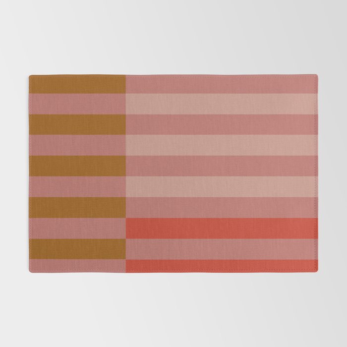 Retro Rose Pink Midcentury Stripes Patterned Rug Gallery Image 2