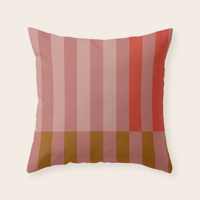 Retro Rose Pink Midcentury Stripes Patterned Throw Pillow Gallery Image 6