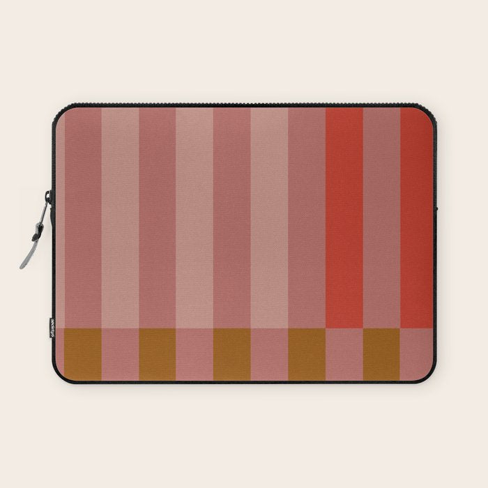 Retro Rose Pink Midcentury Stripes Patterned Laptop Sleeve Gallery Image 1