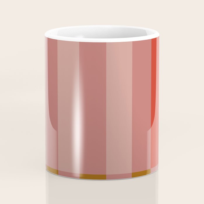 Retro Rose Pink Midcentury Stripes Patterned Coffee Mug Gallery Image 4