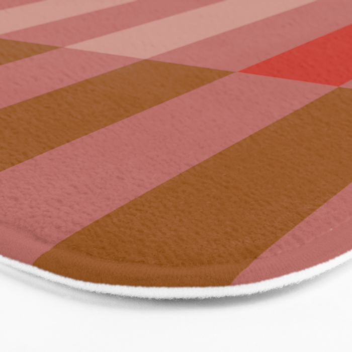 Retro Rose Pink Midcentury Stripes Patterned Bath Mat Gallery Image 3