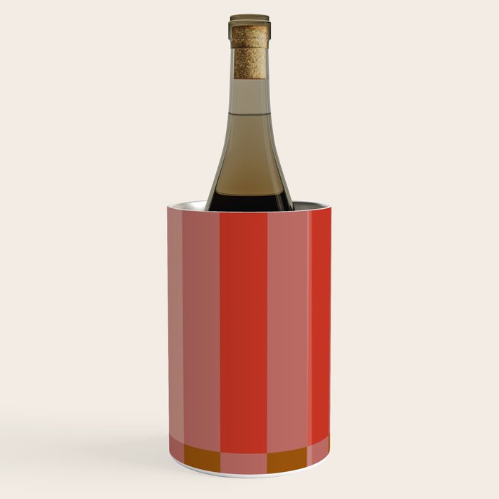 Retro Rose Pink Midcentury Stripes Patterned Wine Chiller Gallery Image 3