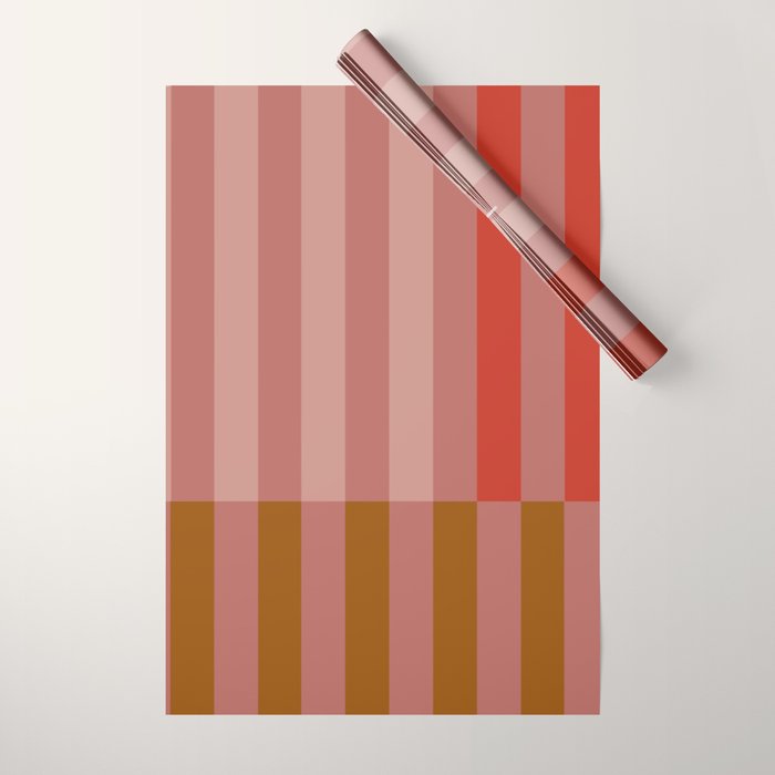 Retro Rose Pink Midcentury Stripes Patterned Wrapping Paper Gallery Image 1
