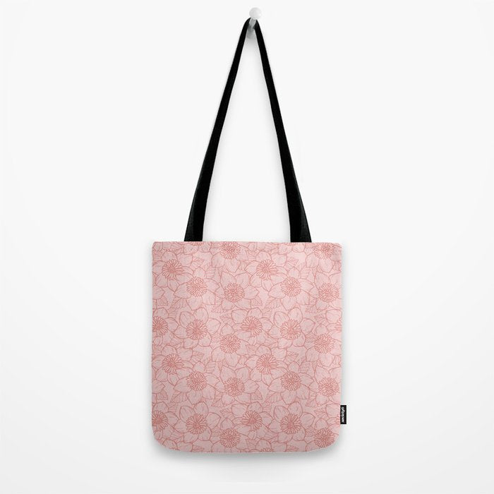 Spring Garden Flower Lineart - Pink Tote Bag Gallery Image 2