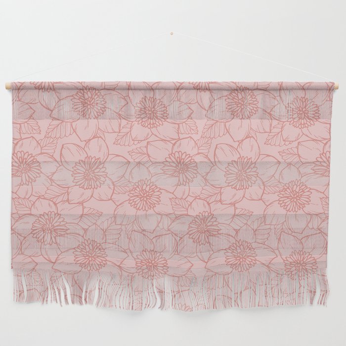 Spring Garden Flower Lineart - Pink Wall Hanging Gallery Image 1