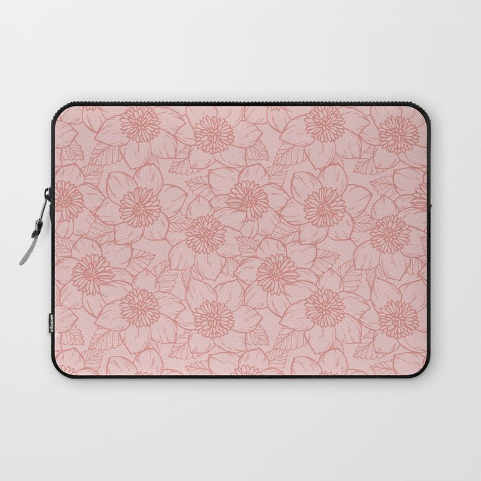 Spring Garden Flower Lineart - Pink Laptop Sleeve Gallery Image 1