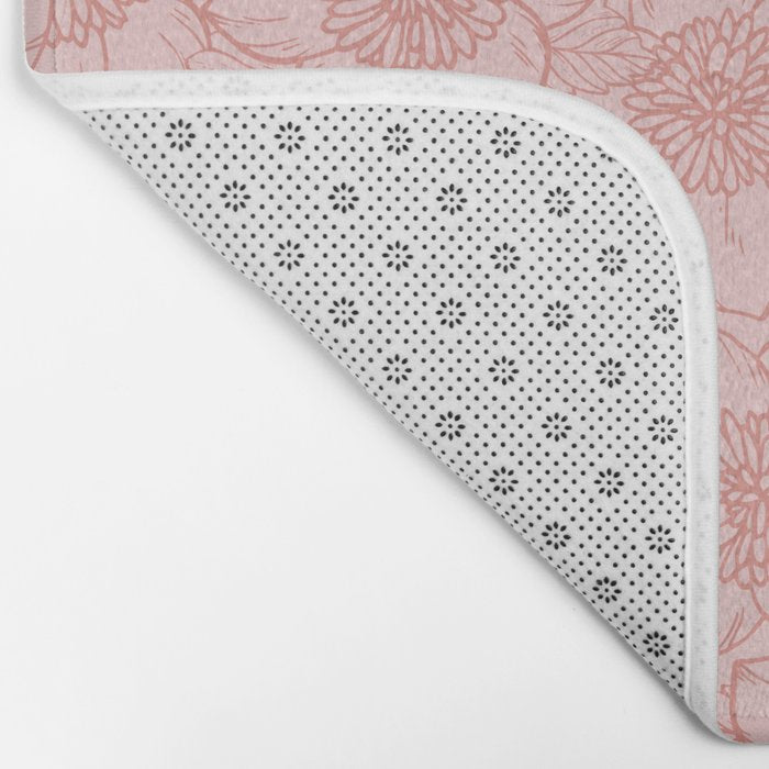 Spring Garden Flower Lineart - Pink Bath Mat Gallery Image 2