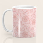 Spring Garden Flower Lineart - Pink Coffee Mug Gallery Image 3