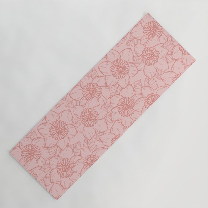 Spring Garden Flower Lineart - Pink Yoga Mat Gallery Image 1