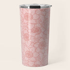 Spring Garden Flower Lineart - Pink Travel Mug Gallery Image 1