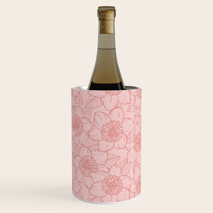 Spring Garden Flower Lineart - Pink Wine Chiller Gallery Image 2