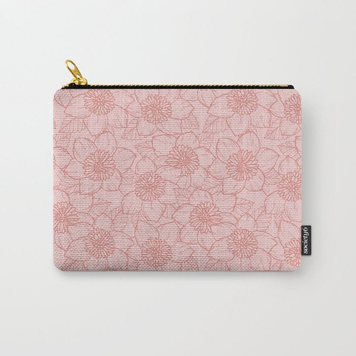 Spring Garden Flower Lineart - Pink Carry All Pouch Gallery Image 1