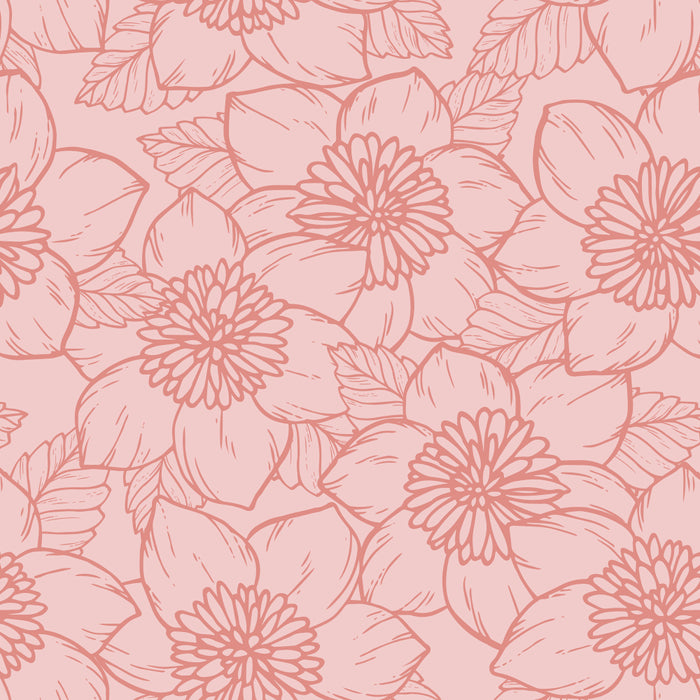 Spring Garden Flower Lineart - Pink Coffee Mug Gallery Image 2