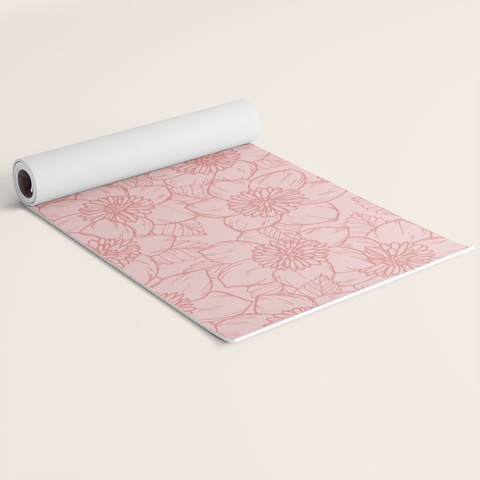 Spring Garden Flower Lineart - Pink Yoga Mat Gallery Image 2