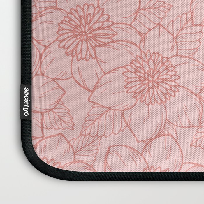Spring Garden Flower Lineart - Pink Laptop Sleeve Gallery Image 3