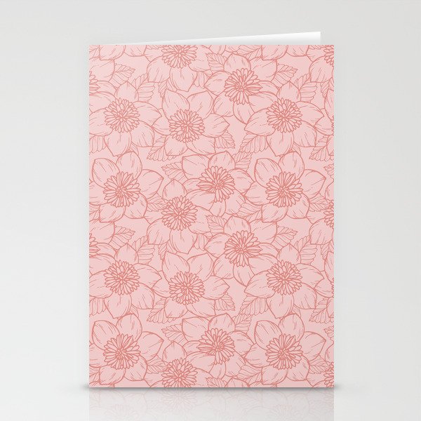 Spring Garden Flower Lineart - Pink Stationery Card Gallery Image 2