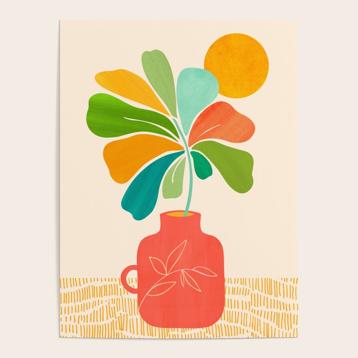 Whimsical Tropical Leaf Still Life Poster Gallery Image 4