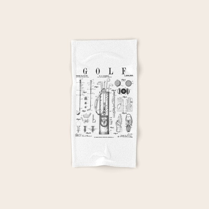 Golf Club Golfer Old Vintage Patent Drawing Print Bath Towel Gallery Image 1