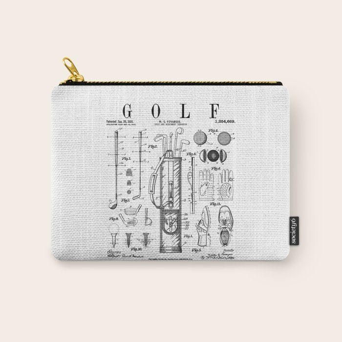 Golf Club Golfer Old Vintage Patent Drawing Print Carry All Pouch Gallery Image 1