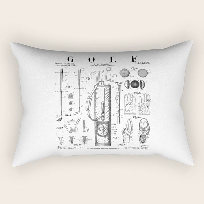 Golf Club Golfer Old Vintage Patent Drawing Print Rectangular Pillow Gallery Image 2