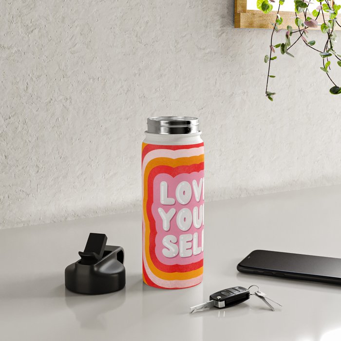 Love Yourself retro type Water Bottle Gallery Image 5