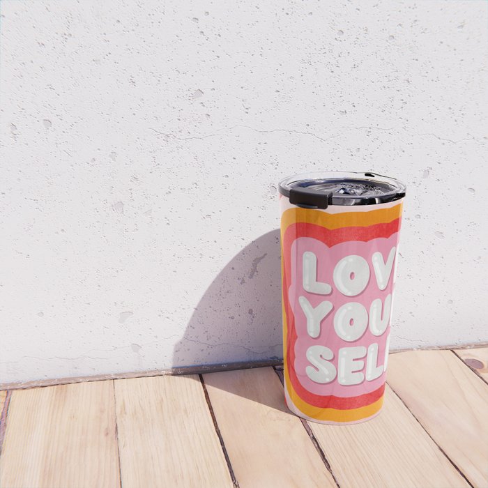 Love Yourself retro type Travel Mug Gallery Image 4