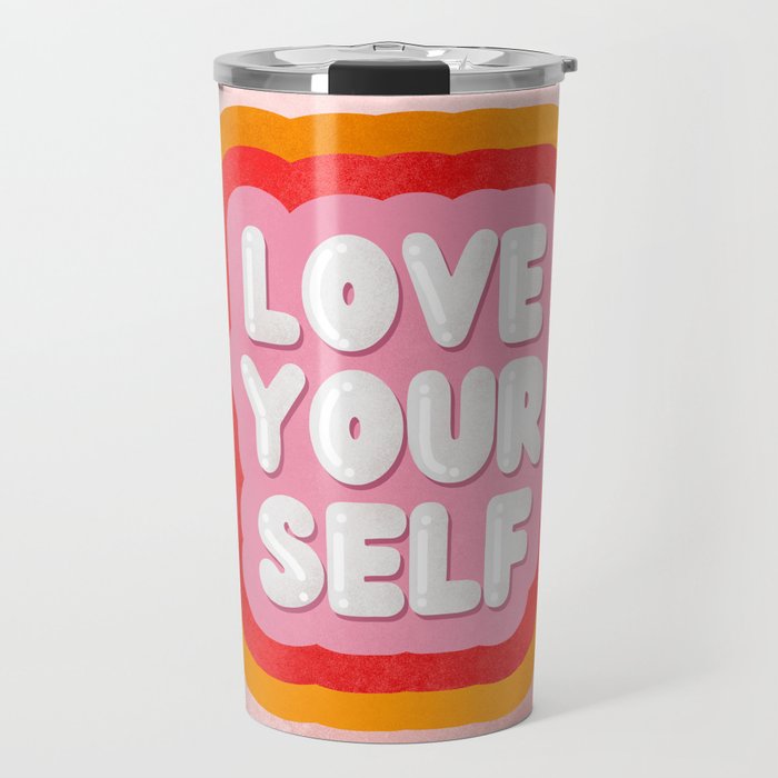 Love Yourself retro type Travel Mug Gallery Image 1
