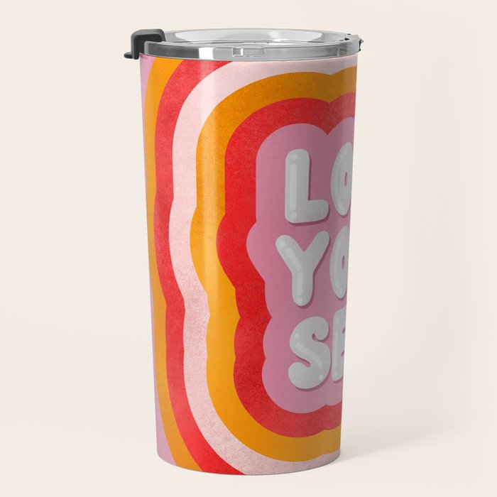 Love Yourself retro type Travel Mug Gallery Image 3