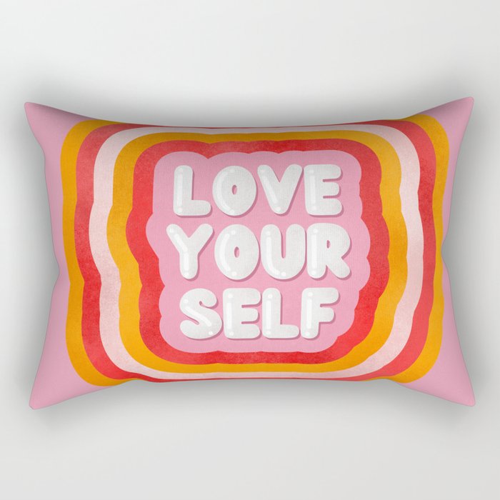 Love Yourself retro type Rectangular Pillow Gallery Image 2