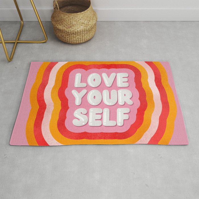Love Yourself retro type Rug Gallery Image 1