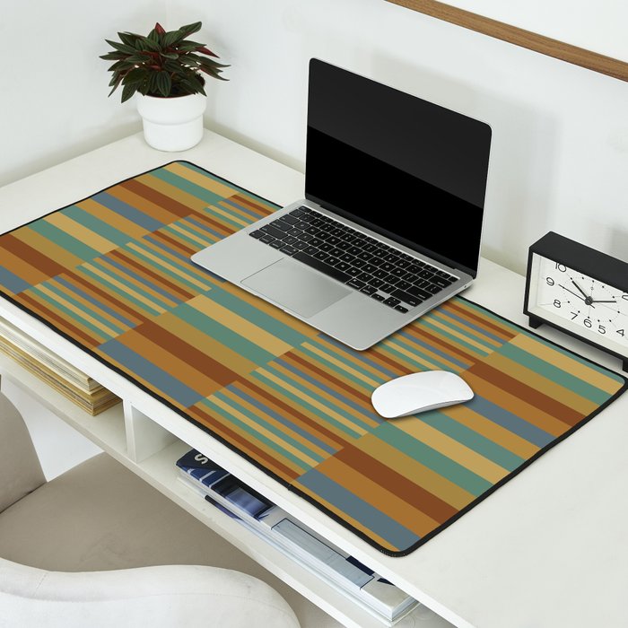 Mixed Stripes Pattern XX Retro Earthy Desk Mat Gallery Image 2