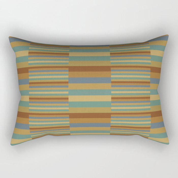 Mixed Stripes Pattern XX Retro Earthy Rectangular Pillow Gallery Image 2
