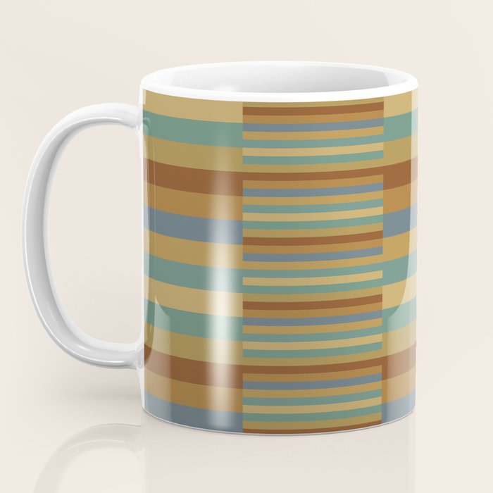 Mixed Stripes Pattern XX Retro Earthy Coffee Mug Gallery Image 3