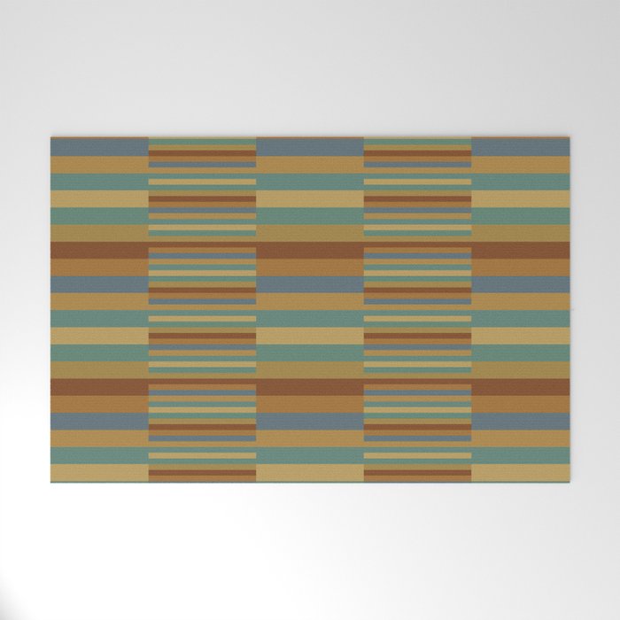Mixed Stripes Pattern XX Retro Earthy Welcome Mat Gallery Image 1