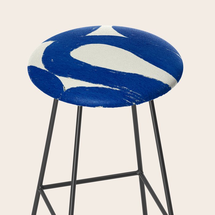 Abstract blue shapes pattern N02 Stool Gallery Image 2