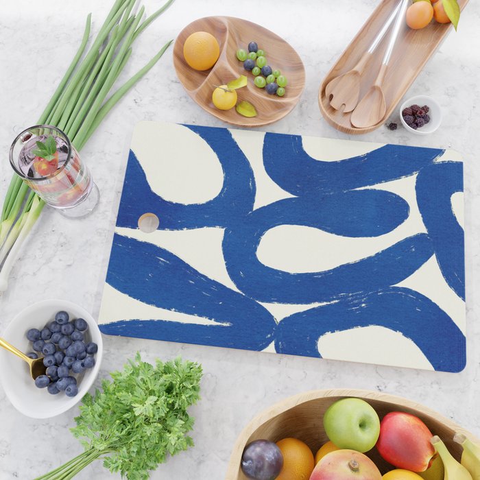 Abstract blue shapes pattern N02 Cutting Board Gallery Image 2