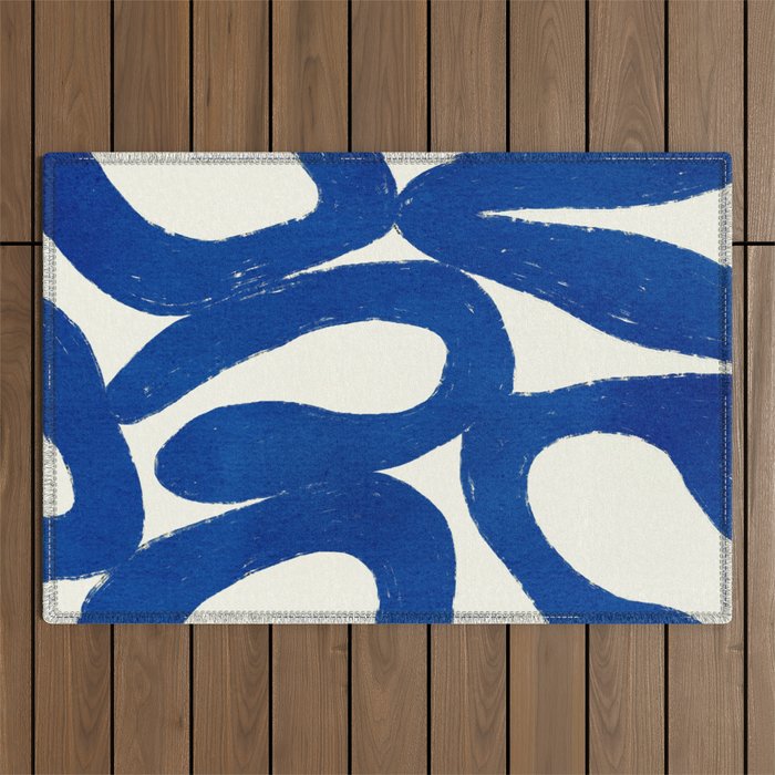 Abstract blue shapes pattern N02 Outdoor Rug Gallery Image 1