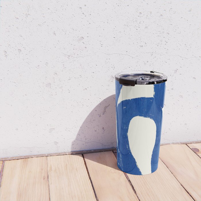 Abstract blue shapes pattern N02 Travel Mug Gallery Image 4